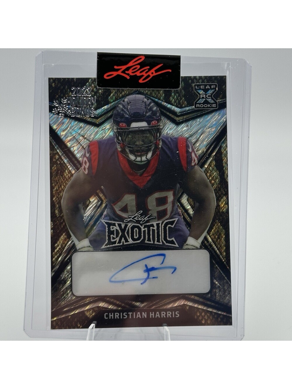 Christian Harris 2022 Leaf Exotic Auto Card #3/8 LE Rookie Autograph
